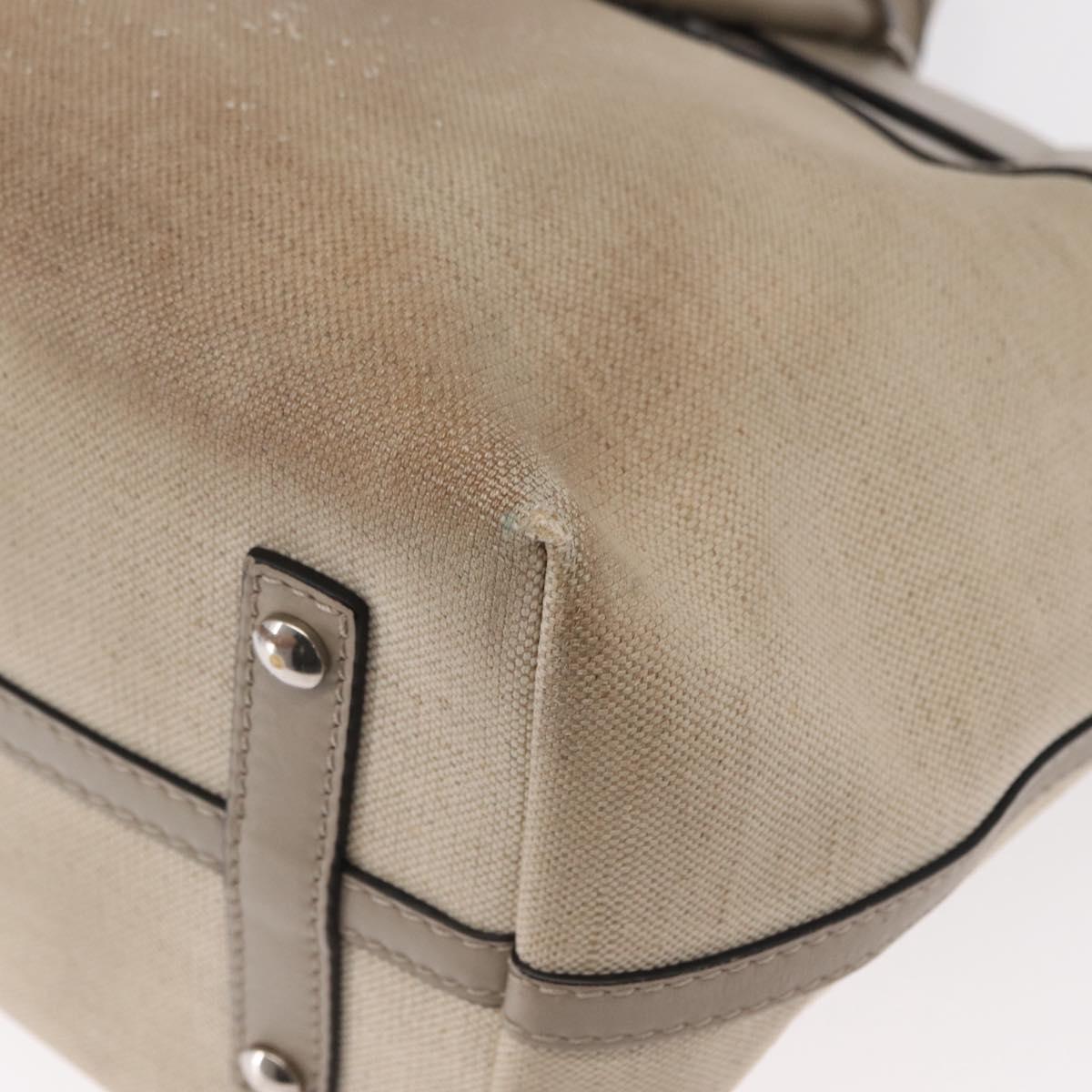 BURBERRY Medium Belt Bag Hand Bag Canvas 2way Beige Silver Auth 149727