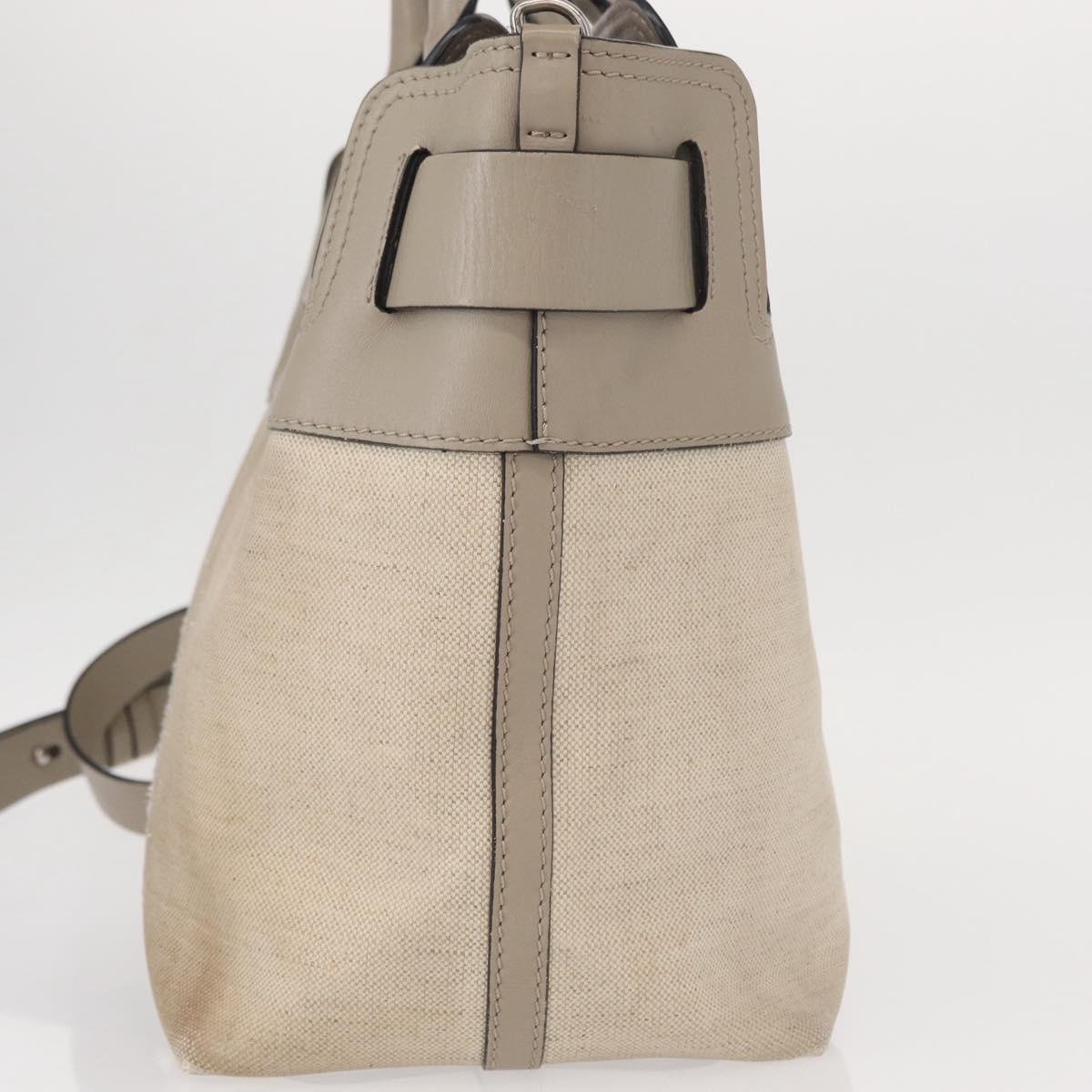 BURBERRY Medium Belt Bag Hand Bag Canvas 2way Beige Silver Auth 149727