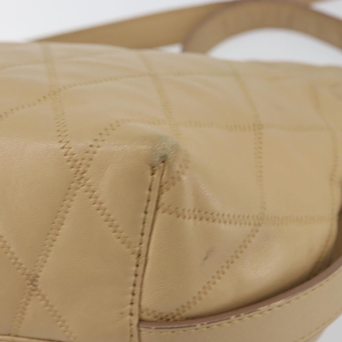 GIVENCHY Shoulder Bag Leather Beige Gold Auth 149731