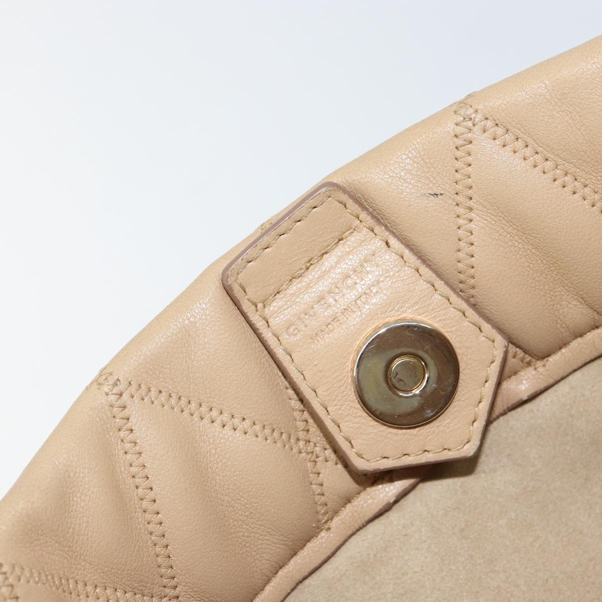 GIVENCHY Shoulder Bag Leather Beige Gold Auth 149731