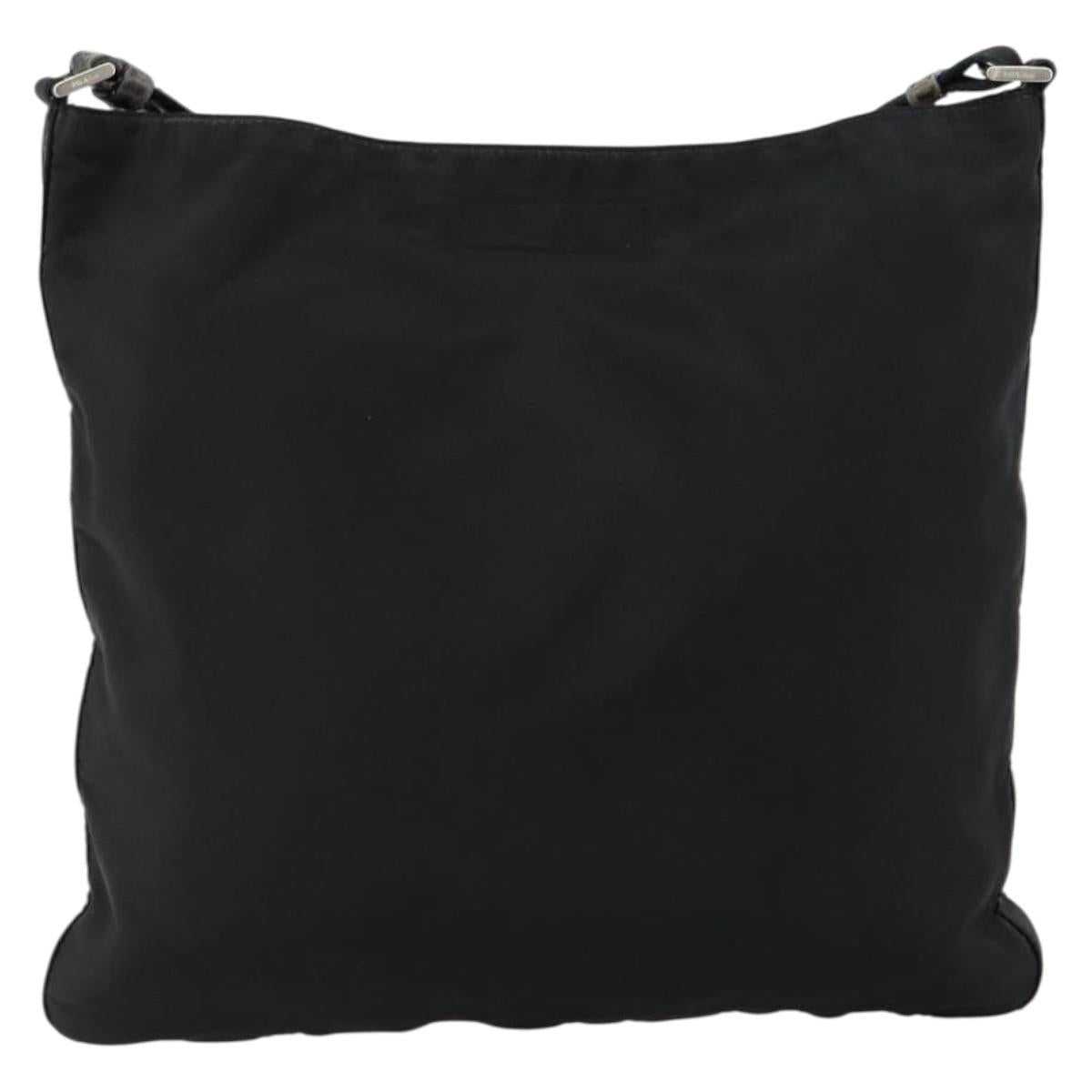 PRADA Shoulder Bag Nylon Black Silver Auth 149732