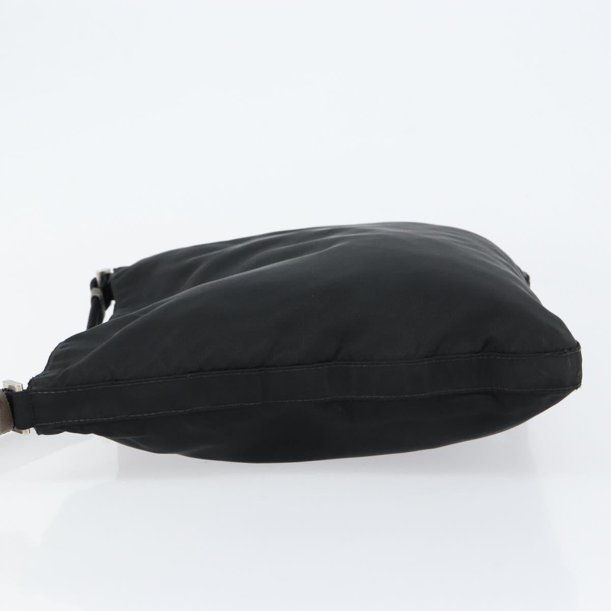 PRADA Shoulder Bag Nylon Black Silver Auth 149732