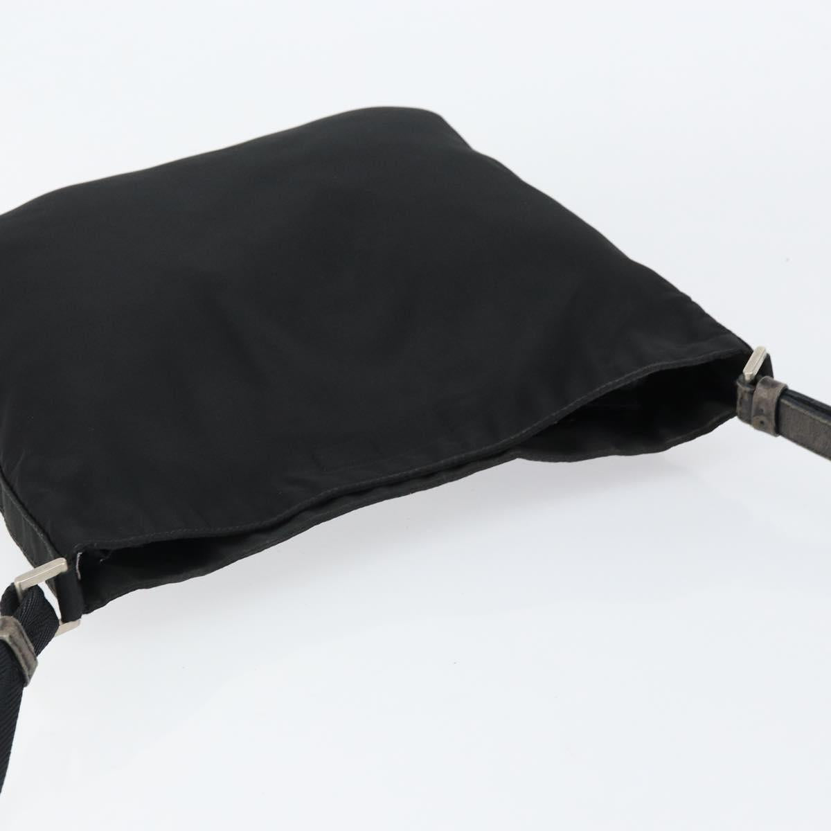 PRADA Shoulder Bag Nylon Black Silver Auth 149732