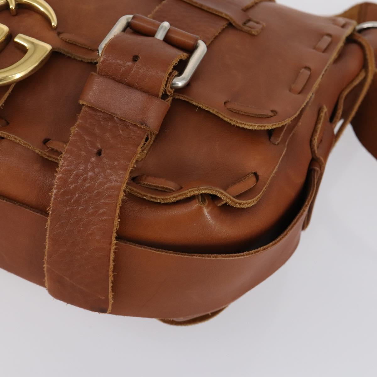 GUCCI GG Marmont Shoulder Bag Leather Brown Gold 414481 Auth 149746