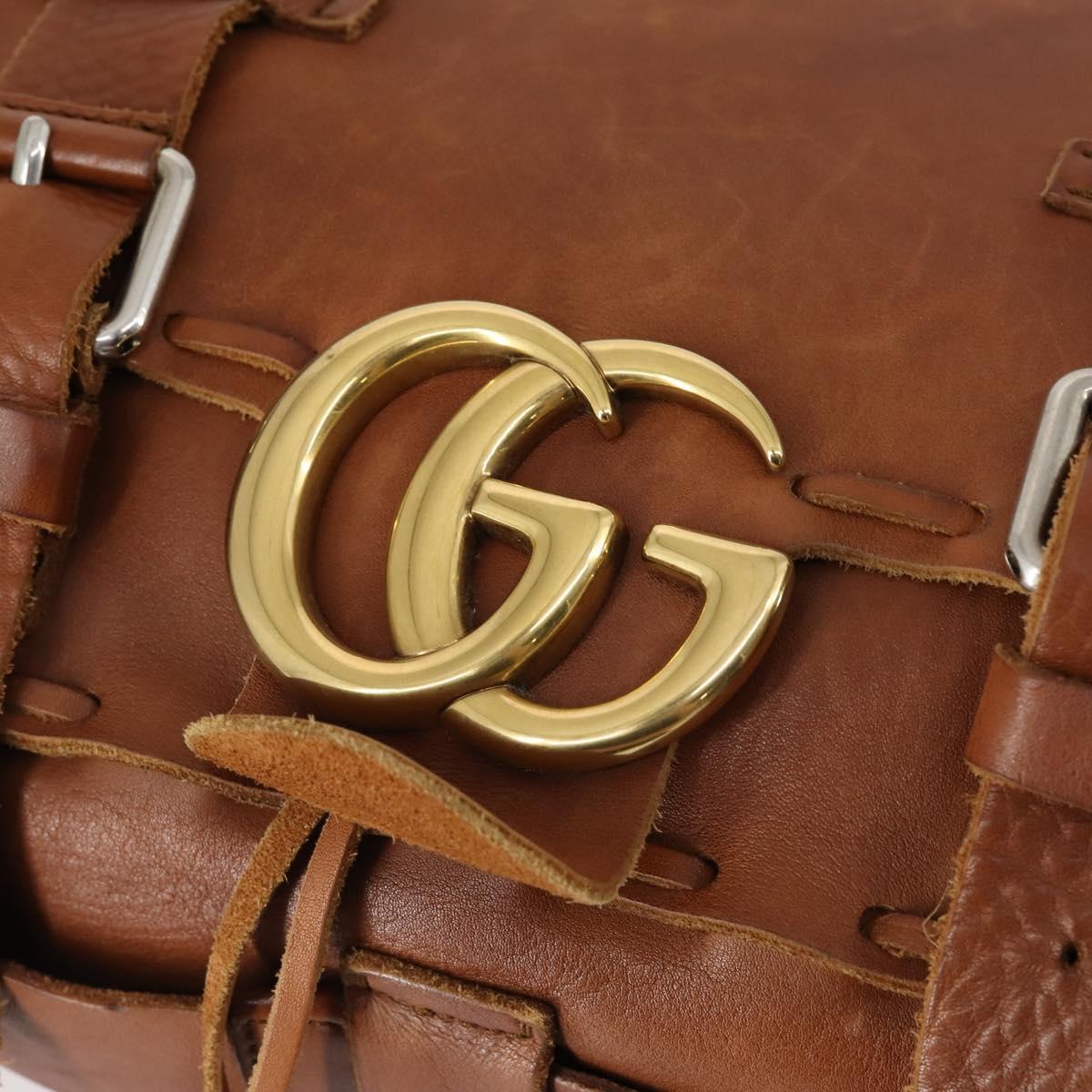 GUCCI GG Marmont Shoulder Bag Leather Brown Gold 414481 Auth 149746