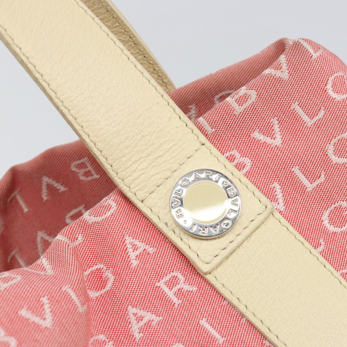BVLGARI Logo Mania Hand Bag Canvas Pink Silver Auth 149749