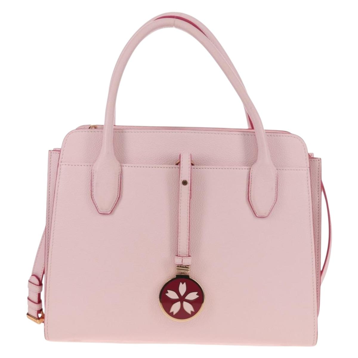 BVLGARI Japan limited Aruba Hand Bag Leather 2way Pink Gold Auth 149750V