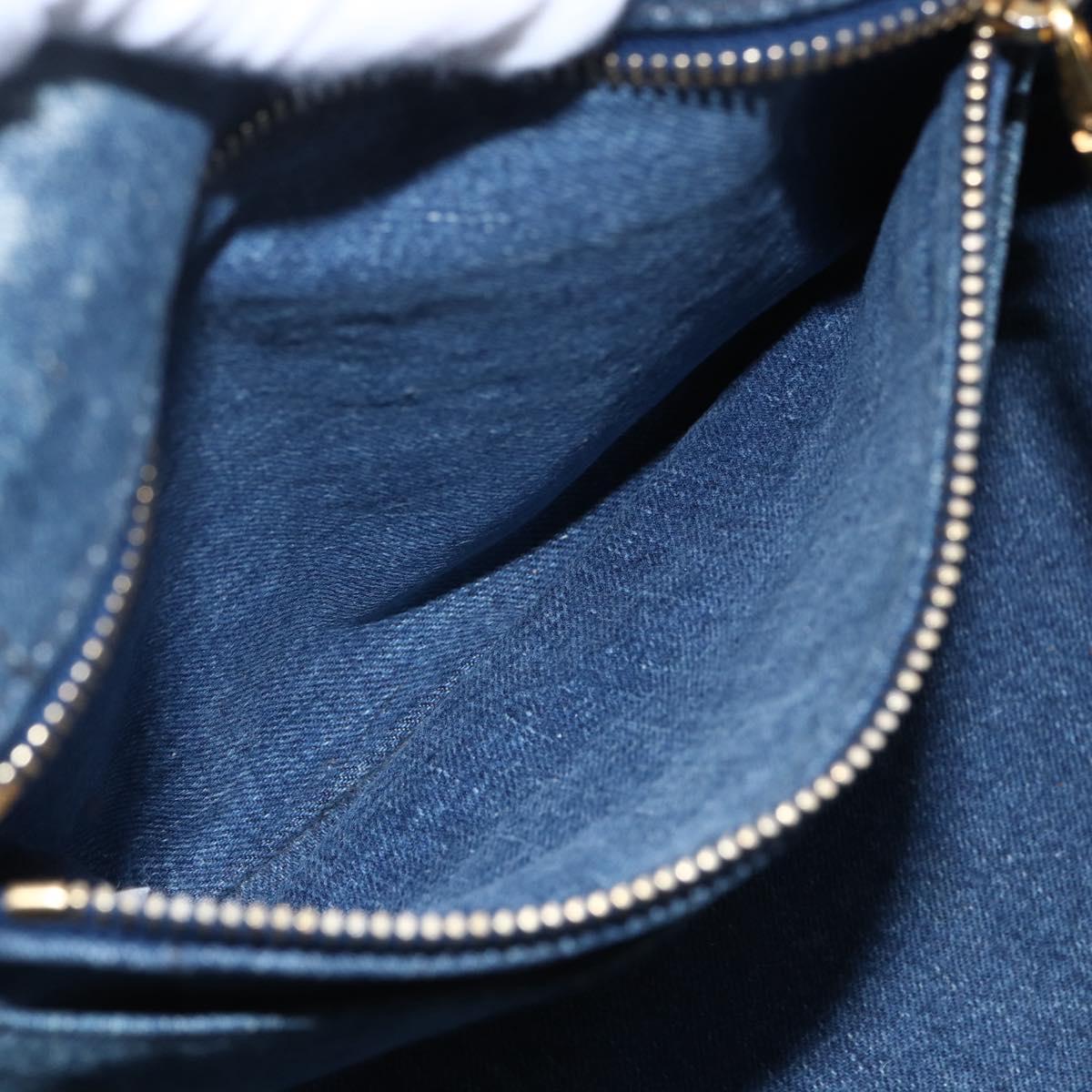 PRADA Canapa PM Hand Bag Denim 2way Blue Gold Auth 149755