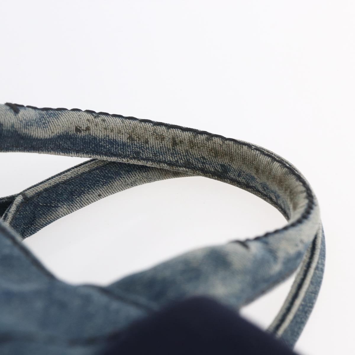 PRADA Canapa PM Hand Bag Denim 2way Blue Gold Auth 149755