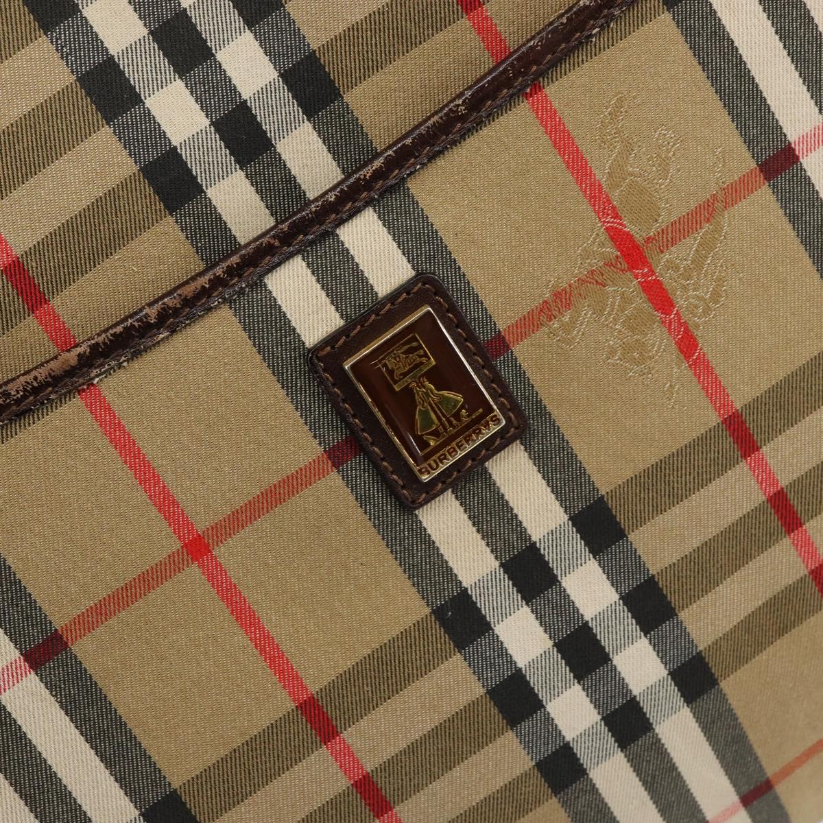 Burberrys Nova Check Business Bag Canvas Beige Gold Auth 149757