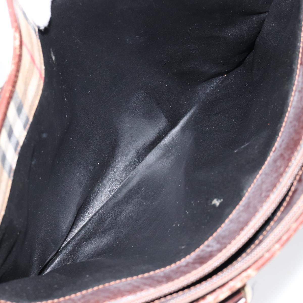 Burberrys Nova Check Business Bag Canvas Beige Gold Auth 149757