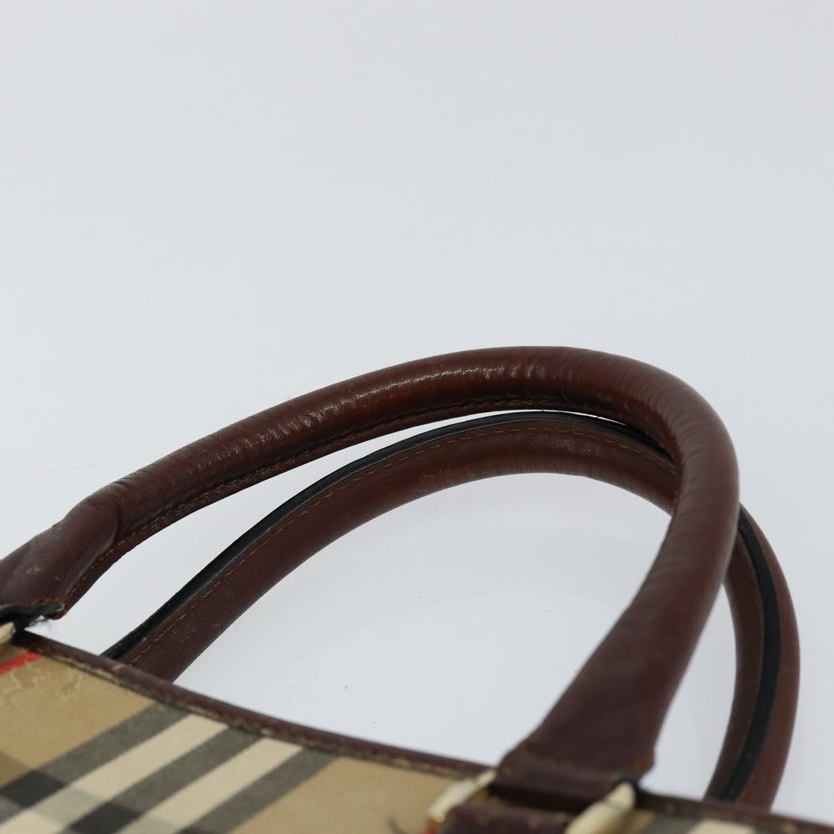 Burberrys Nova Check Business Bag Canvas Beige Gold Auth 149757