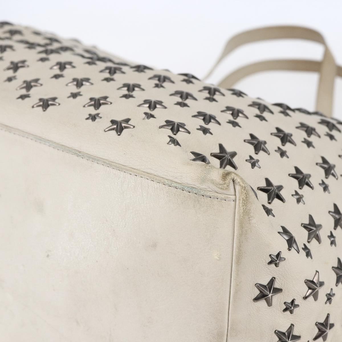 Jimmy Choo Studs Tote Bag Leather White Auth 149758