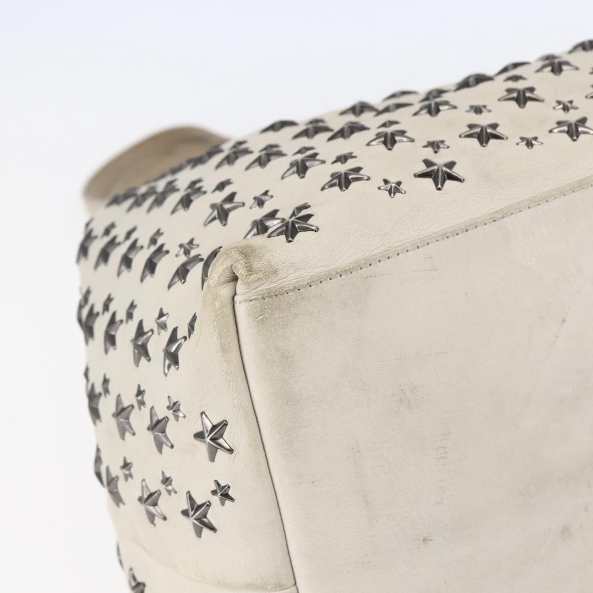 Jimmy Choo Studs Tote Bag Leather White Auth 149758