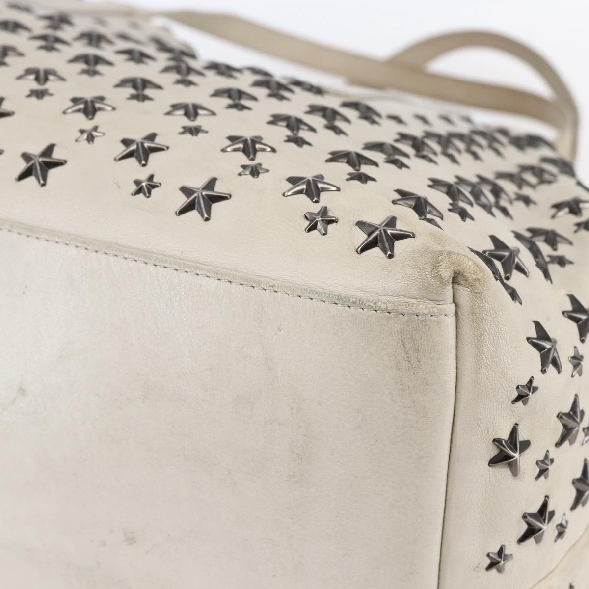 Jimmy Choo Studs Tote Bag Leather White Auth 149758