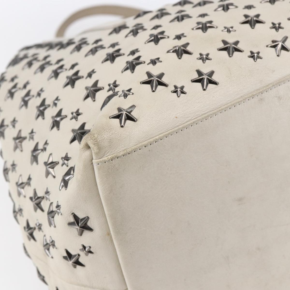 Jimmy Choo Studs Tote Bag Leather White Auth 149758