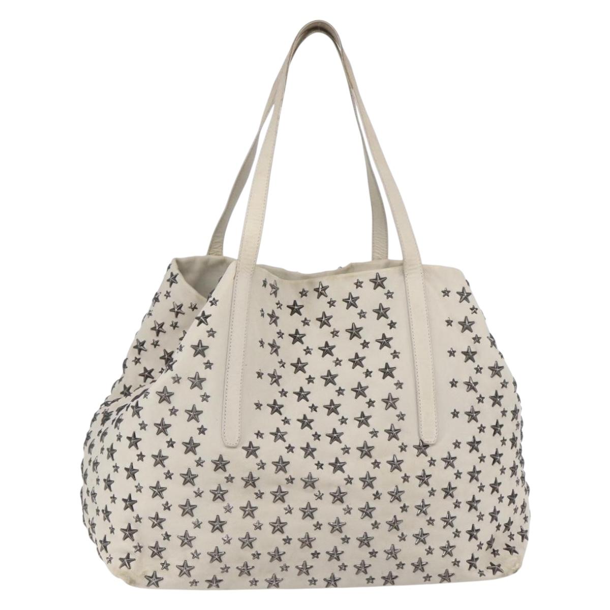 Jimmy Choo Studs Tote Bag Leather White Auth 149758