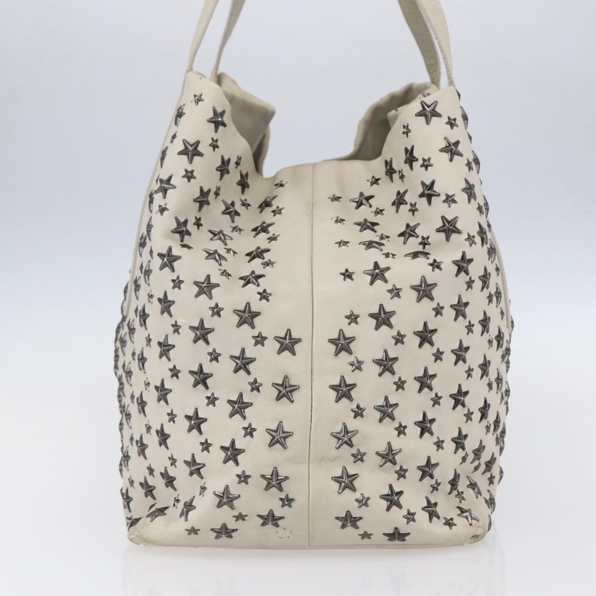 Jimmy Choo Studs Tote Bag Leather White Auth 149758