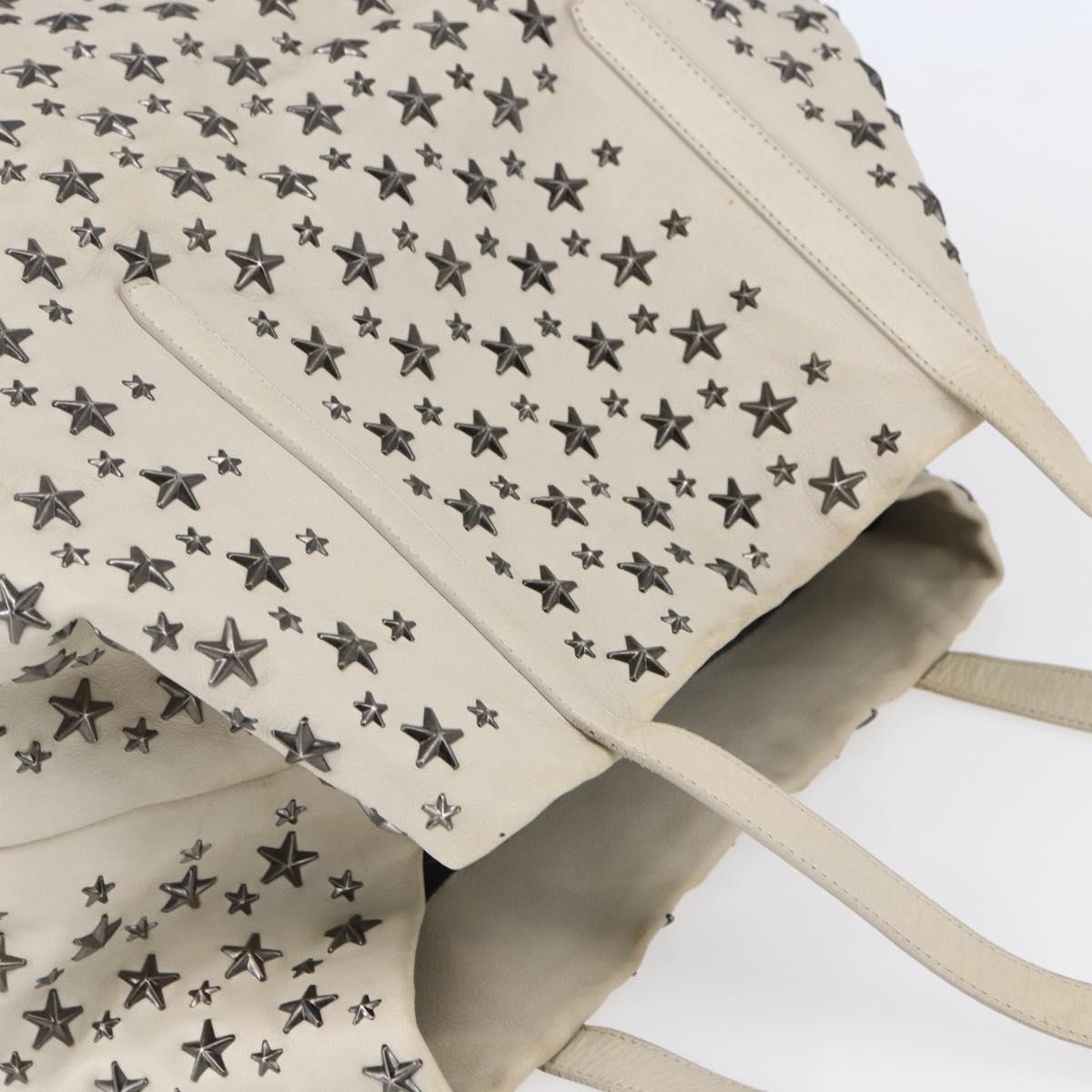 Jimmy Choo Studs Tote Bag Leather White Auth 149758