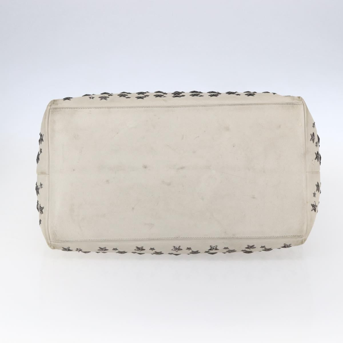 Jimmy Choo Studs Tote Bag Leather White Auth 149758