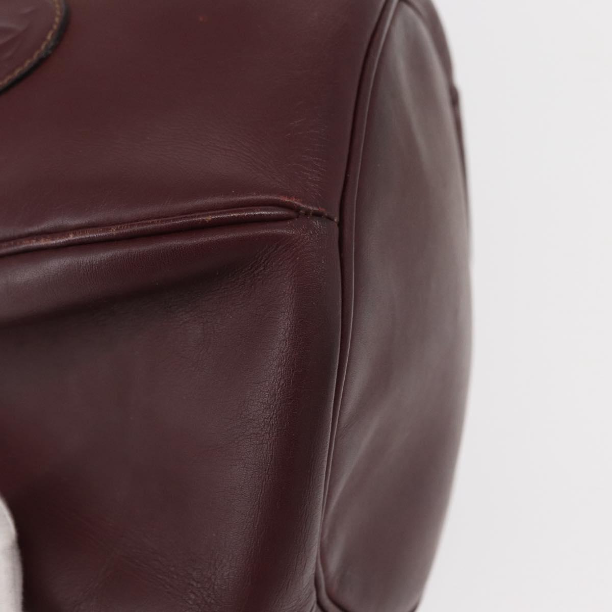 CARTIER Must Line Shoulder Bag Leather Bordeaux Gold Auth 149759