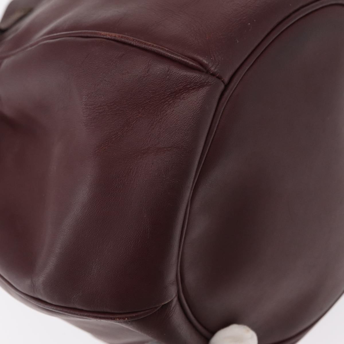 CARTIER Must Line Shoulder Bag Leather Bordeaux Gold Auth 149759