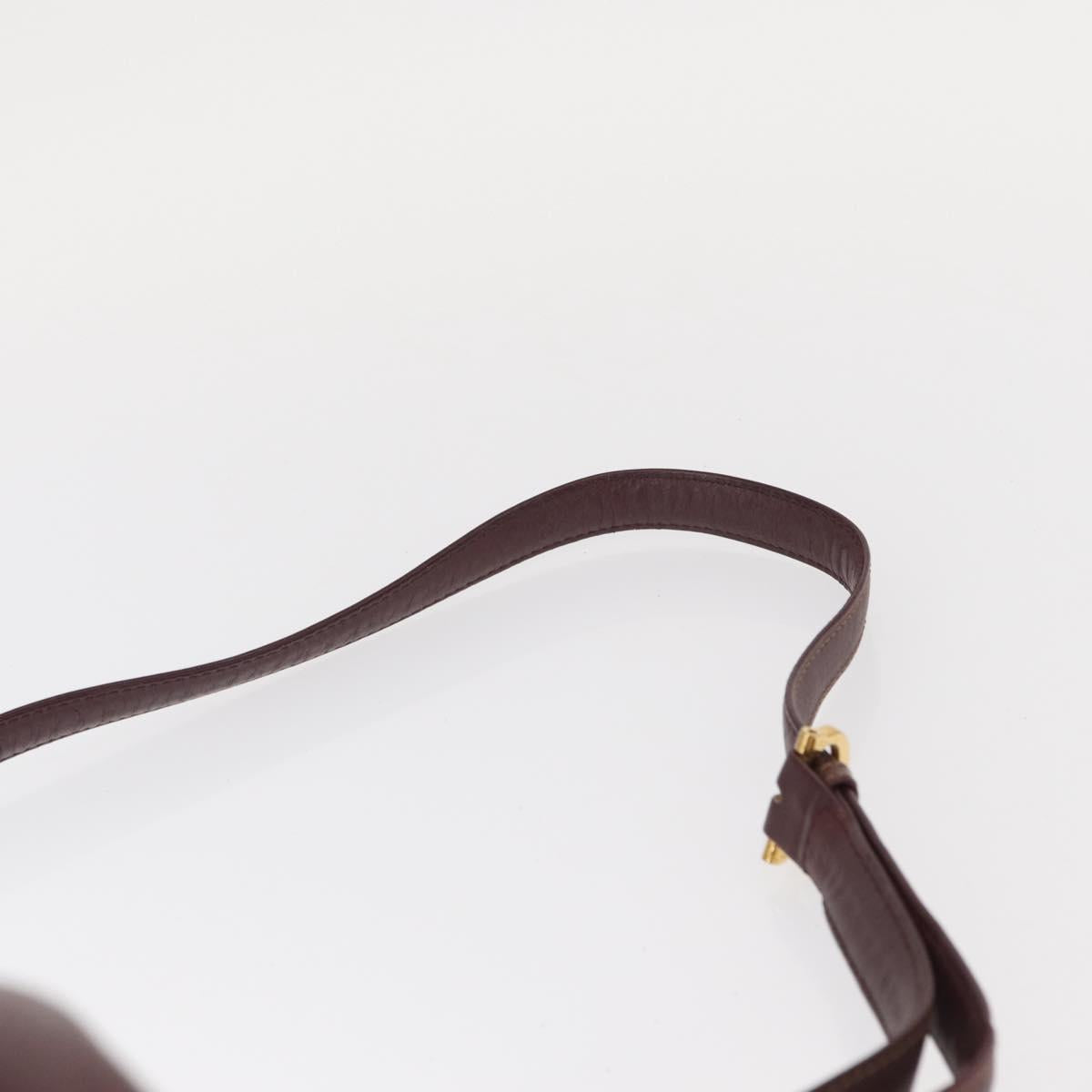 CARTIER Must Line Shoulder Bag Leather Bordeaux Gold Auth 149759