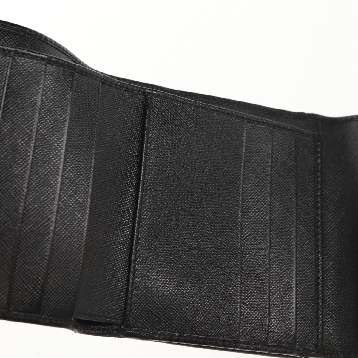 Salvatore Ferragamo Gancini Bifold Wallet Leather Black Gold Auth 149762AV