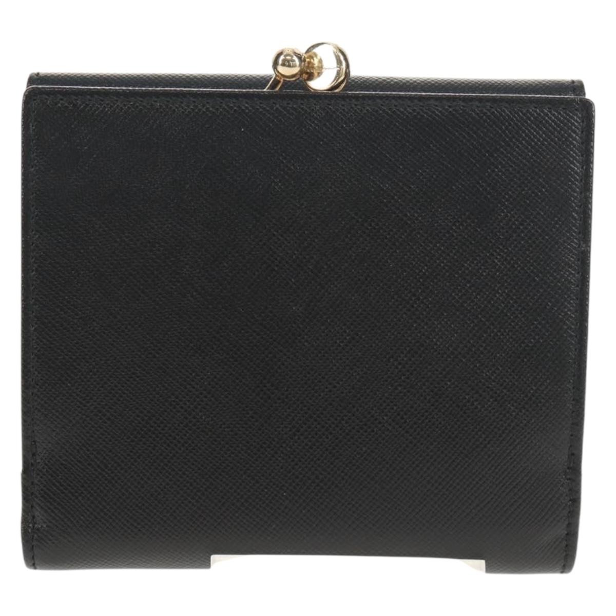 Salvatore Ferragamo Gancini Bifold Wallet Leather Black Gold Auth 149762AV