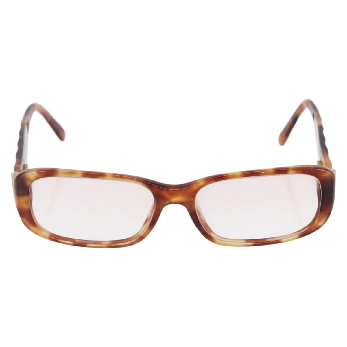 CHANEL COCO Mark Sunglasses plastic 2 Set Brown White CC Auth 149764