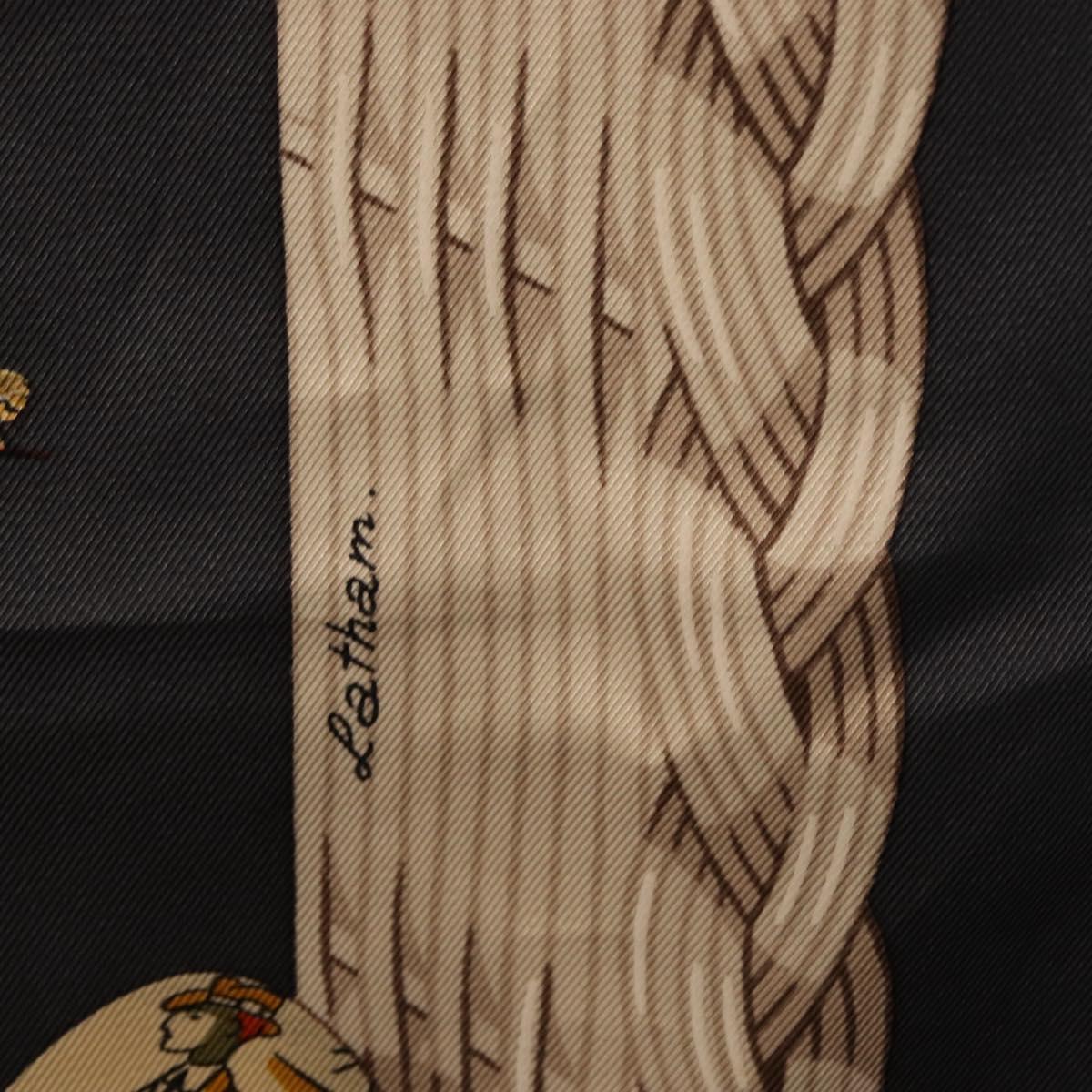 HERMES Carre 90 Scarf Silk ""COUVEE D'HERMES"" Gray Auth 149765