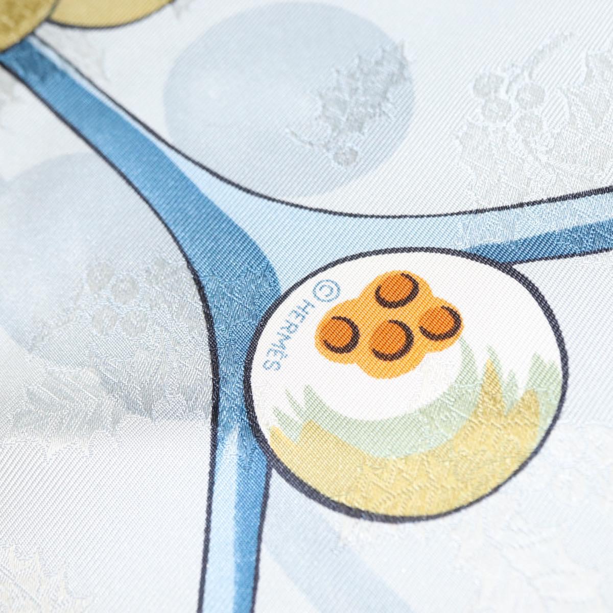 HERMES Carre 90 Scarf Silk ""Neige d'Antan detail"" Light Blue Auth 149766