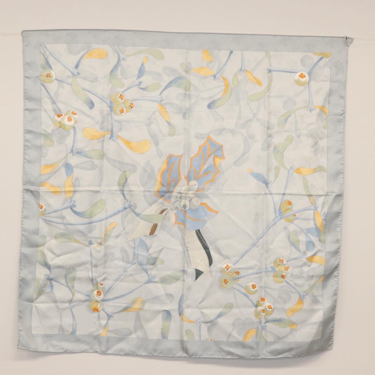 HERMES Carre 90 Scarf Silk ""Neige d'Antan detail"" Light Blue Auth 149766