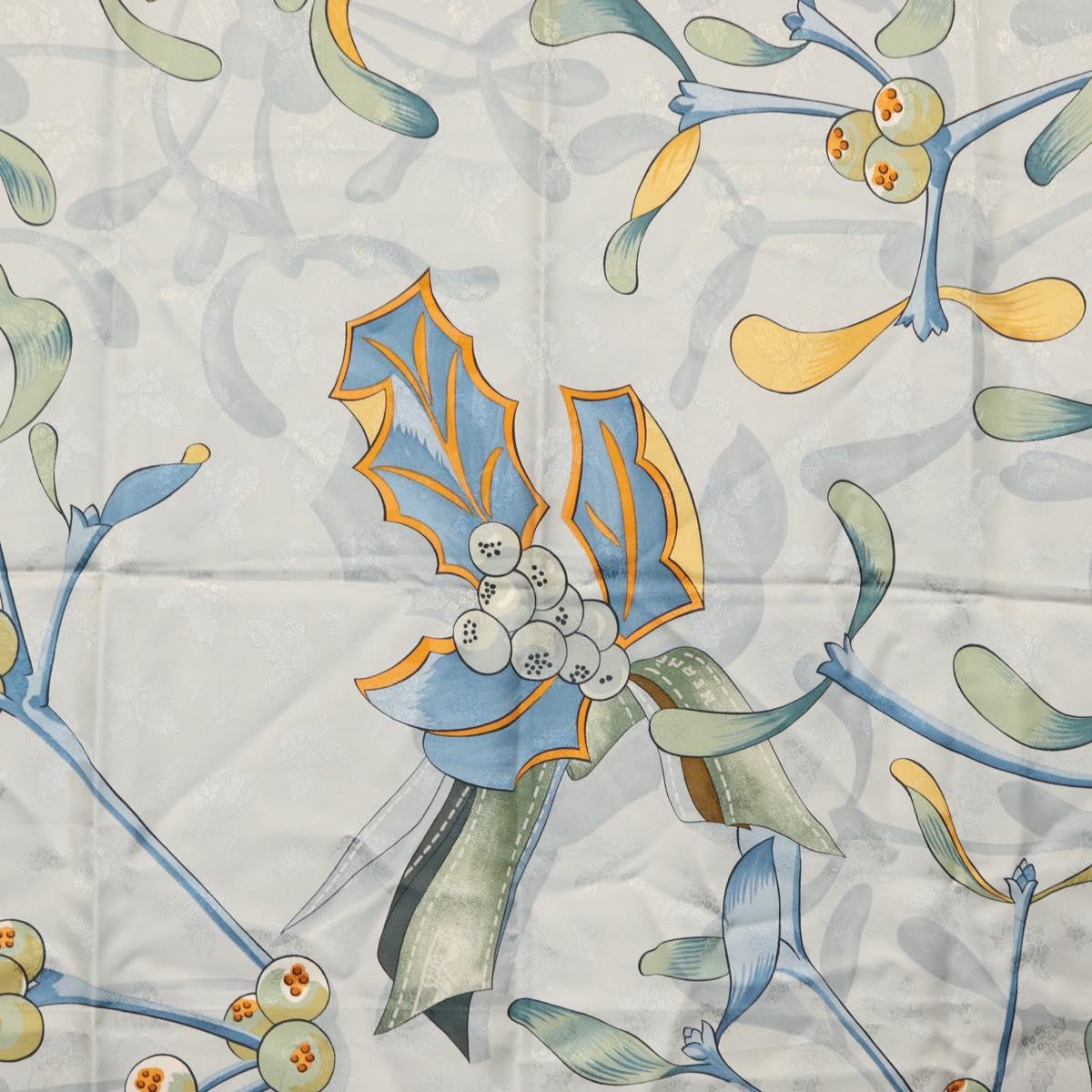 HERMES Carre 90 Scarf Silk ""Neige d'Antan detail"" Light Blue Auth 149766