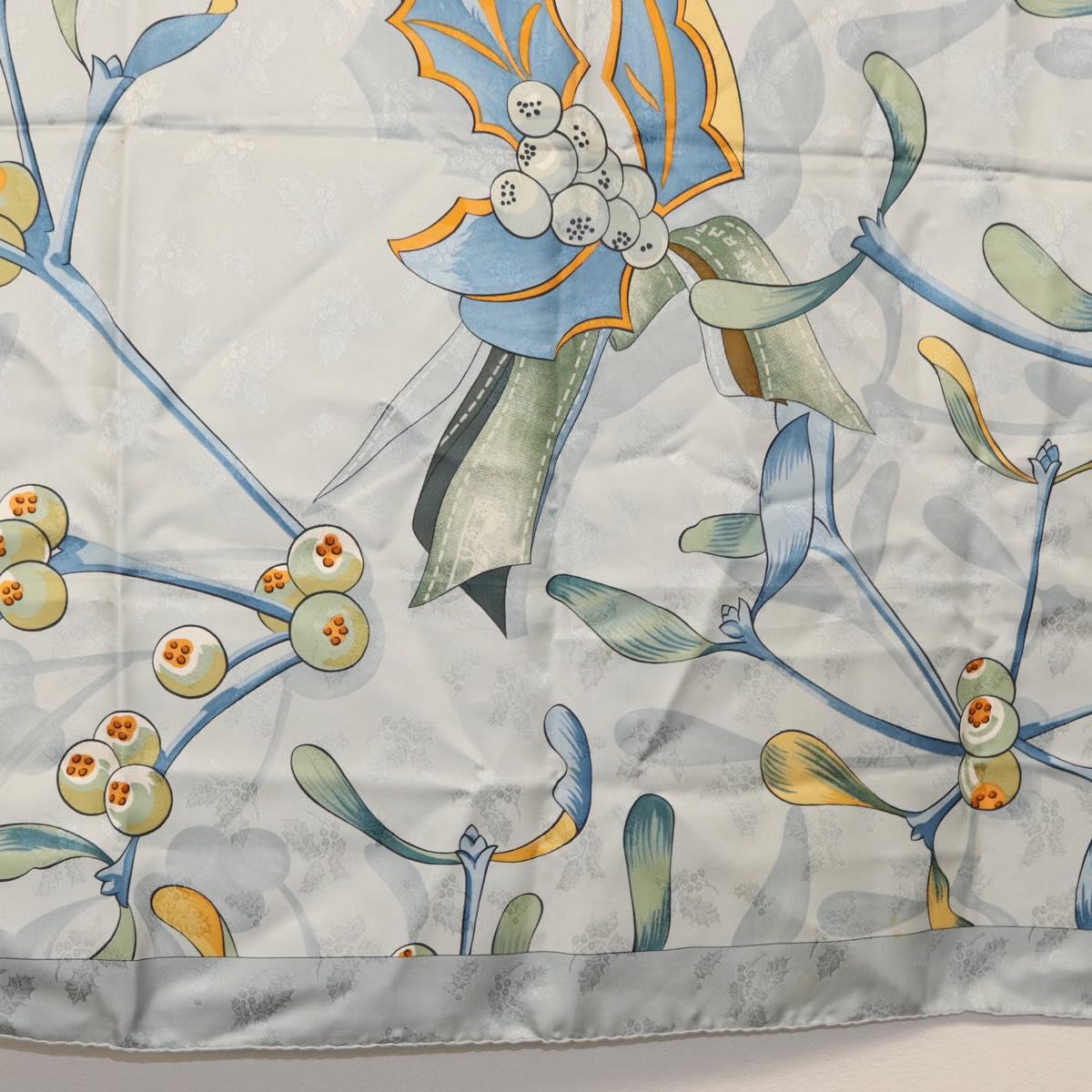 HERMES Carre 90 Scarf Silk ""Neige d'Antan detail"" Light Blue Auth 149766