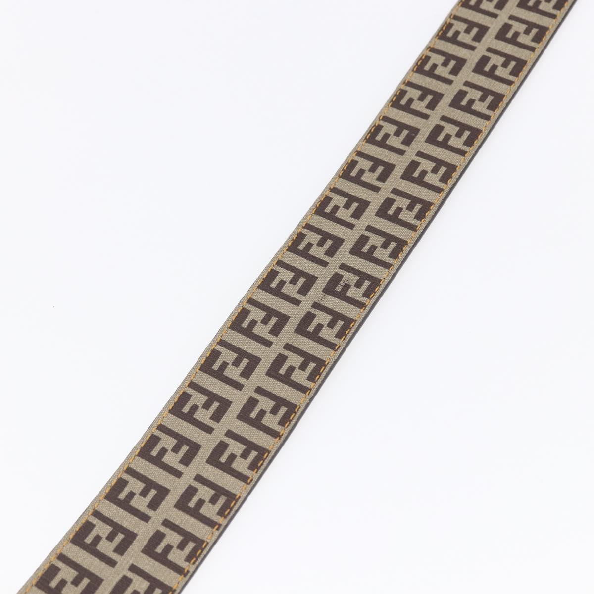 FENDI Zucca Canvas Belt 33.1"" Black Brown Auth 149770A