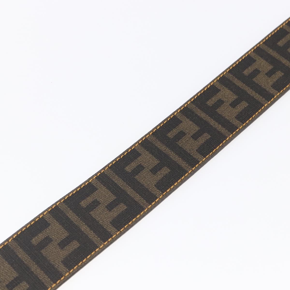FENDI Zucca Canvas Belt 33.1"" Black Brown Auth 149770A