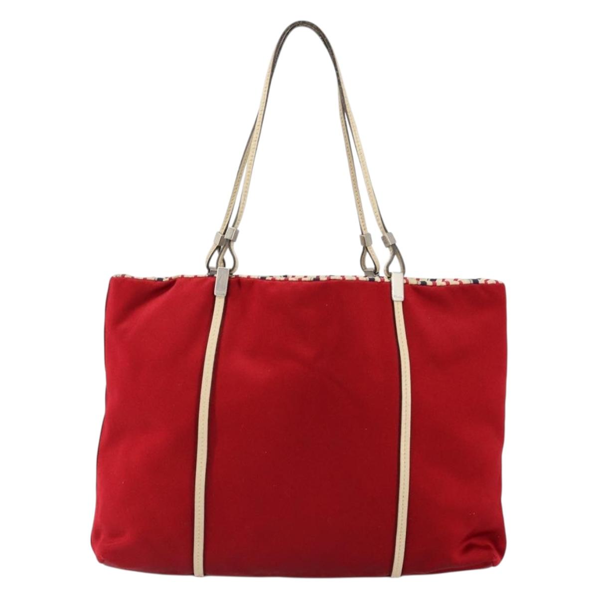 PRADA Hand Bag Satin Red Auth 149778