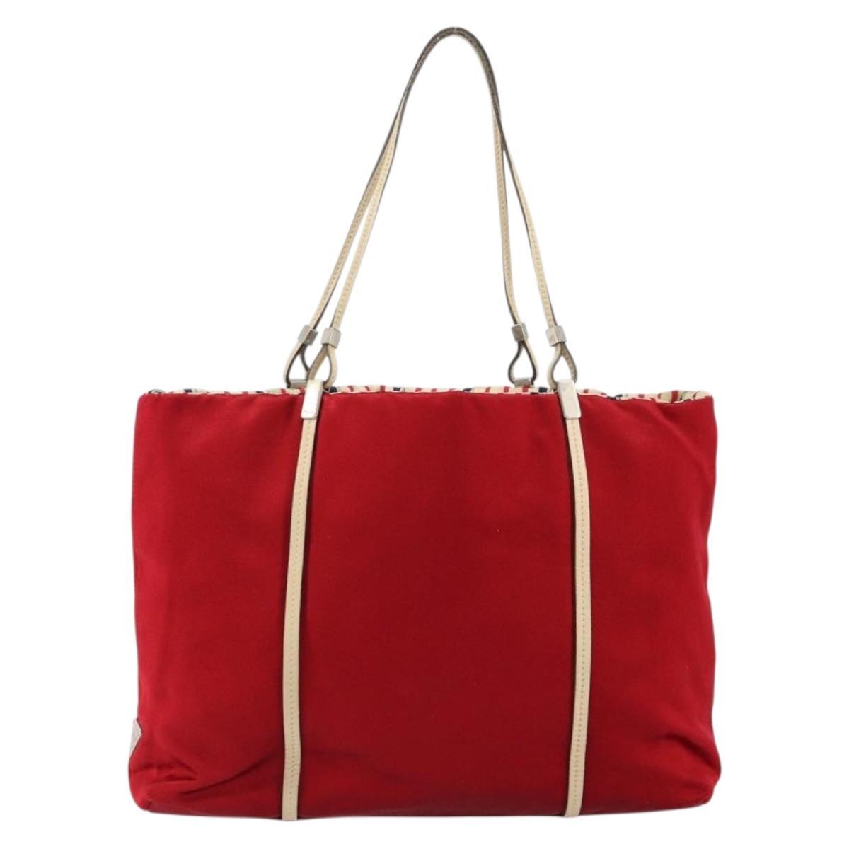 PRADA Hand Bag Satin Red Auth 149778