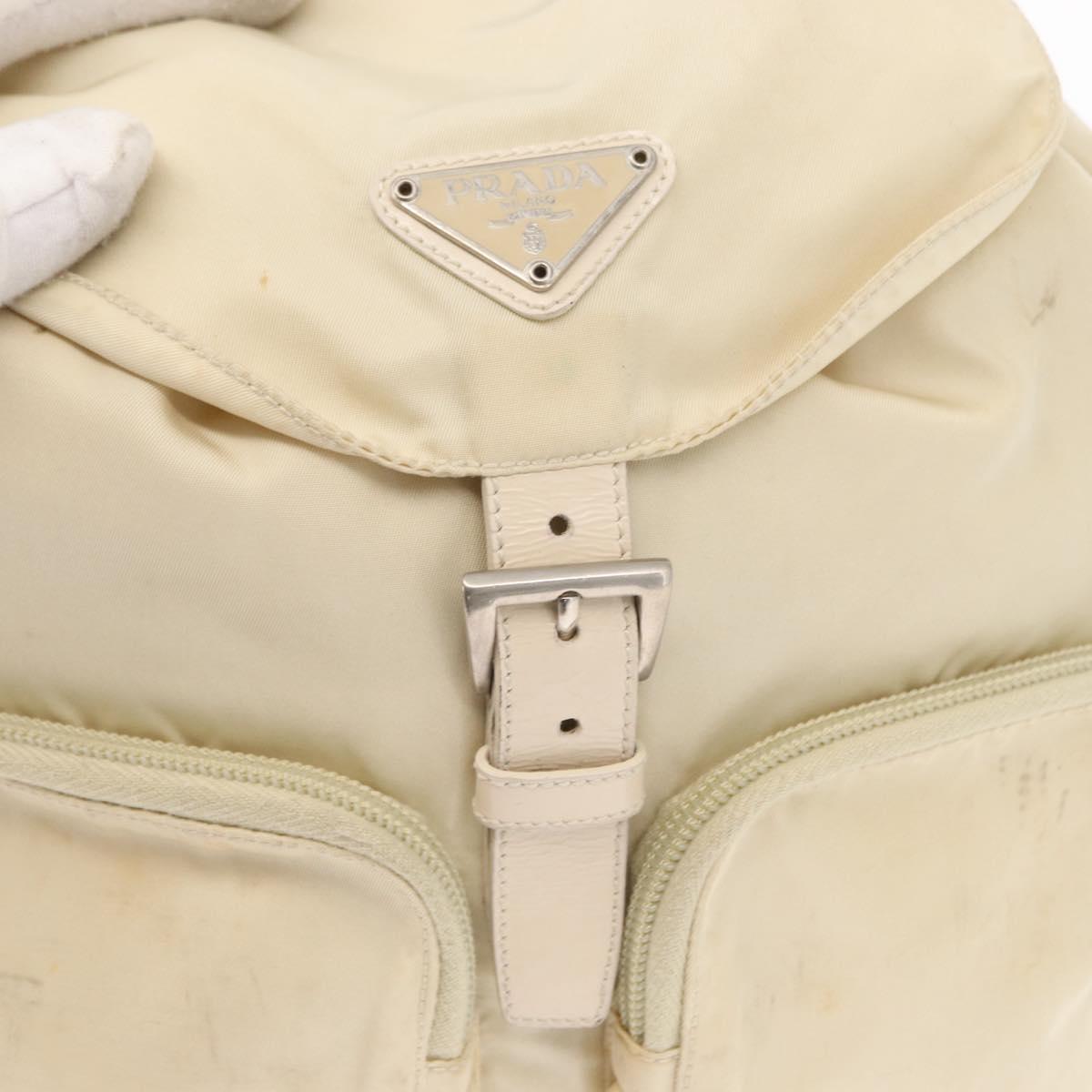 PRADA Backpack Nylon White Silver Auth 149779