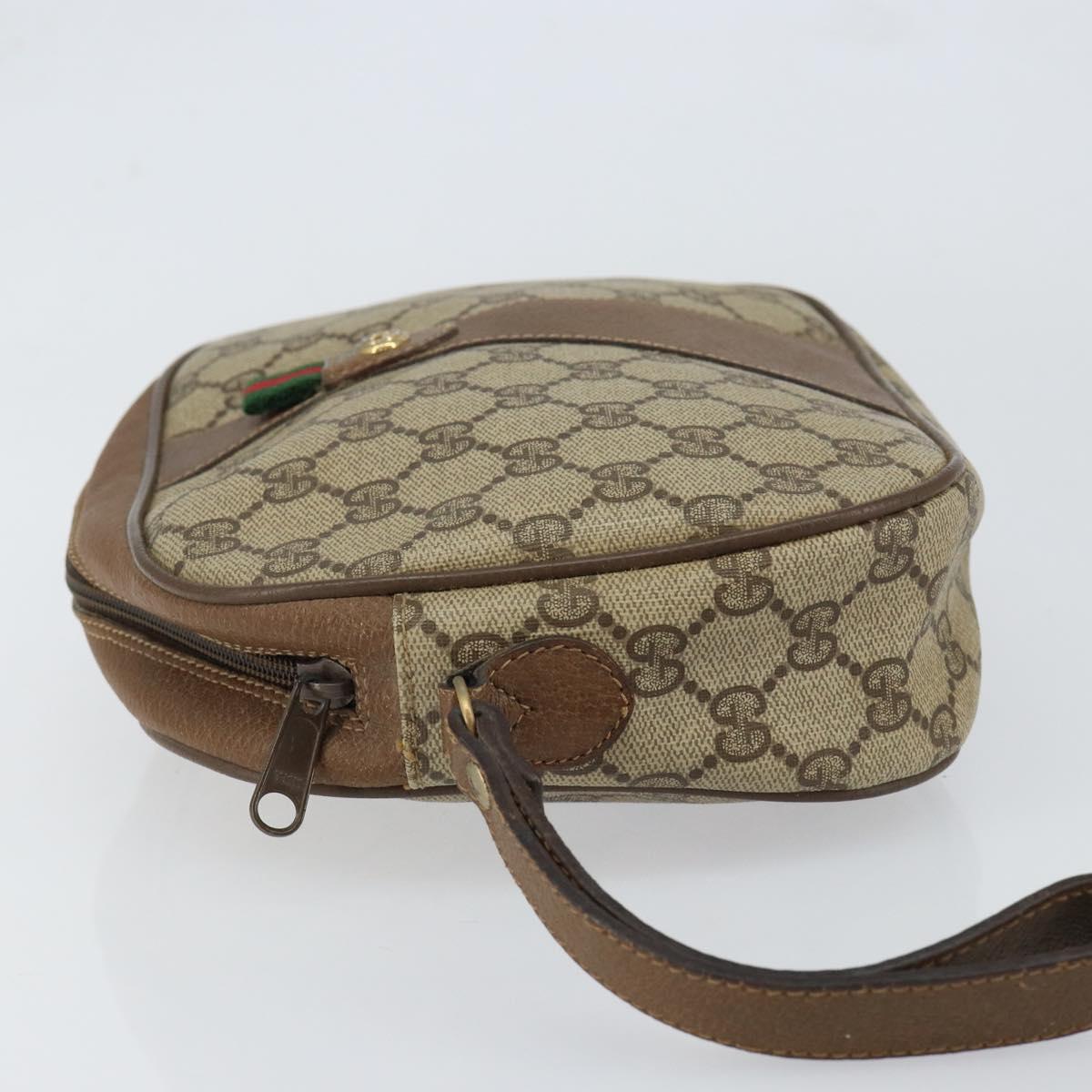 GUCCI GG Supreme Web Sherry Line Clutch Bag PVC Beige Red 89 01 034 Auth 149786