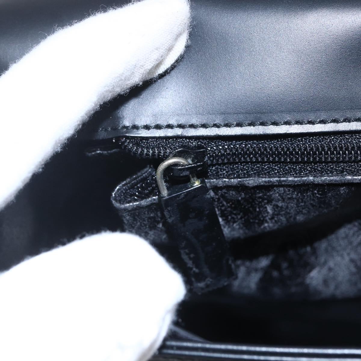 GUCCI Shoulder Bag Enamel Black Silver 001 3064 Auth 149788