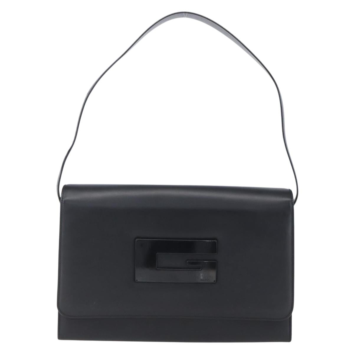GUCCI Shoulder Bag Enamel Black Silver 001 3064 Auth 149788