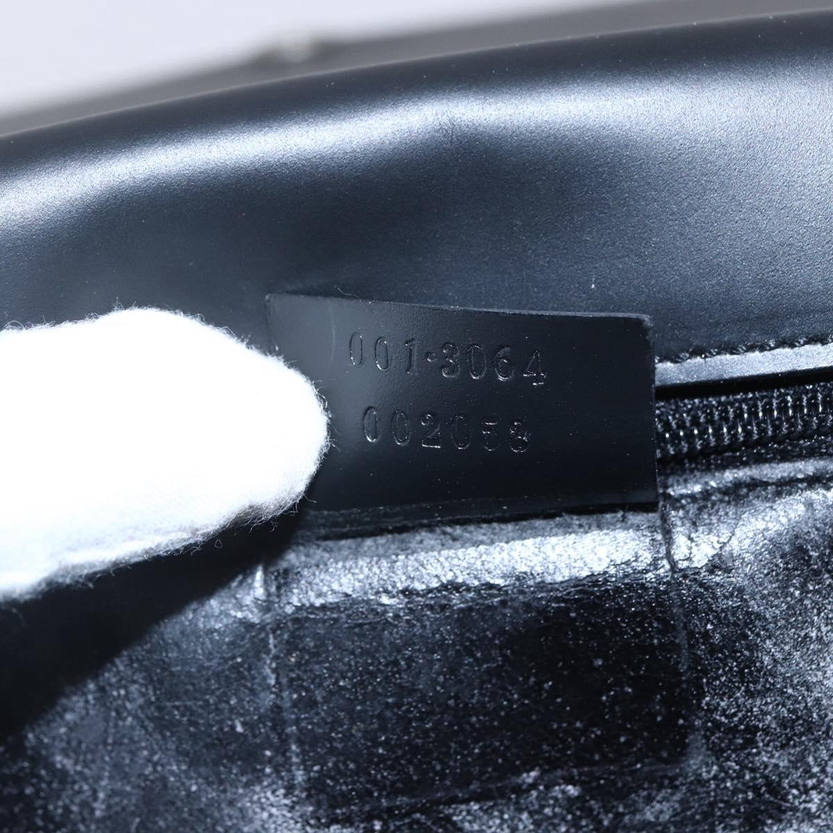 GUCCI Shoulder Bag Enamel Black Silver 001 3064 Auth 149788