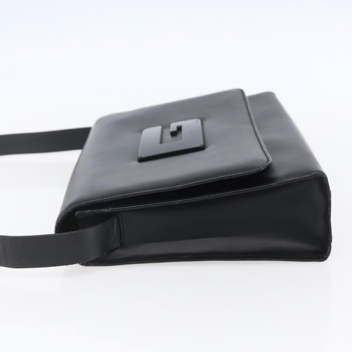 GUCCI Shoulder Bag Enamel Black Silver 001 3064 Auth 149788