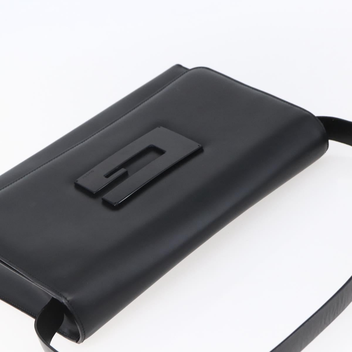 GUCCI Shoulder Bag Enamel Black Silver 001 3064 Auth 149788