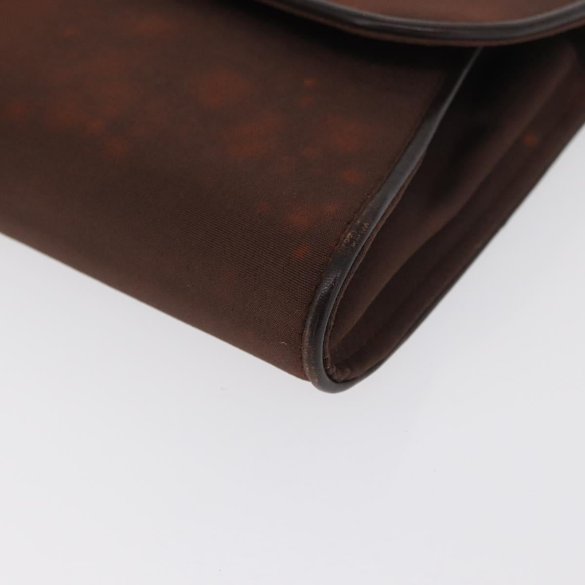GUCCI Chain Shoulder Bag Nylon Brown Gold Auth 149791