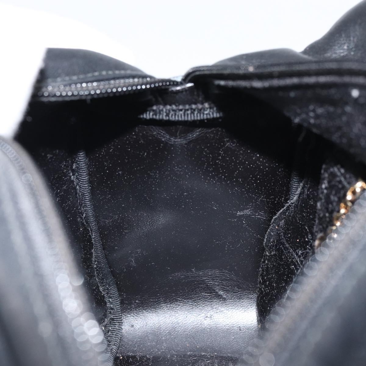 GUCCI Bamboo Hand Bag Leather Black Gold 000 3444 0575 Auth 149792