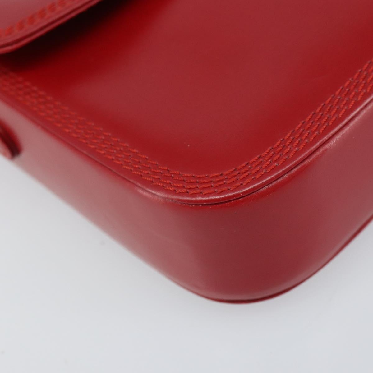 LOEWE Shoulder Bag Leather Red Gold Auth 149793