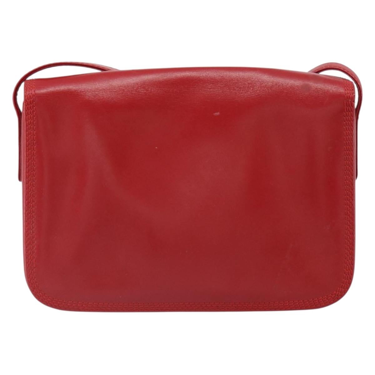 LOEWE Shoulder Bag Leather Red Gold Auth 149793